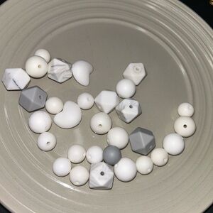 30 Assorted White and Gray Beads